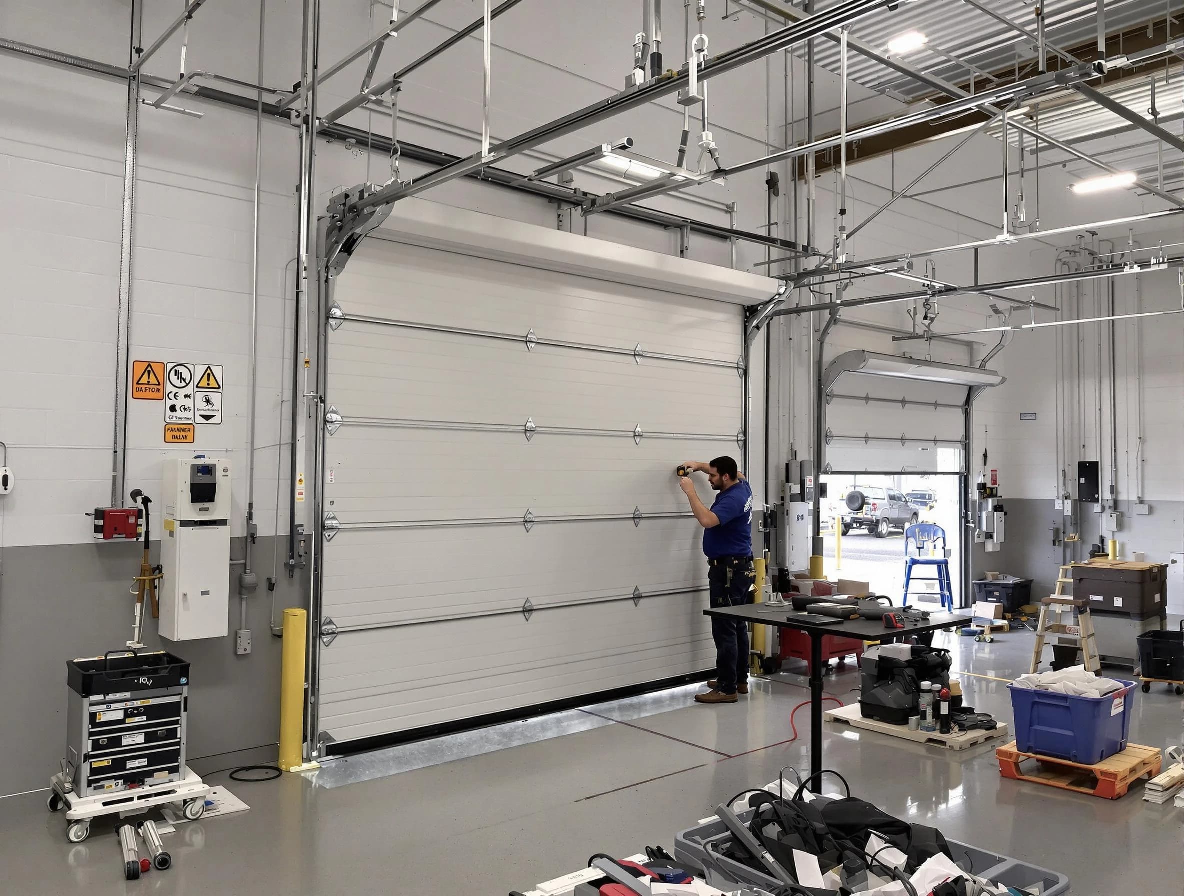 Commercial garage door repair being performed by Naples Garage Door Repair expert in Naples