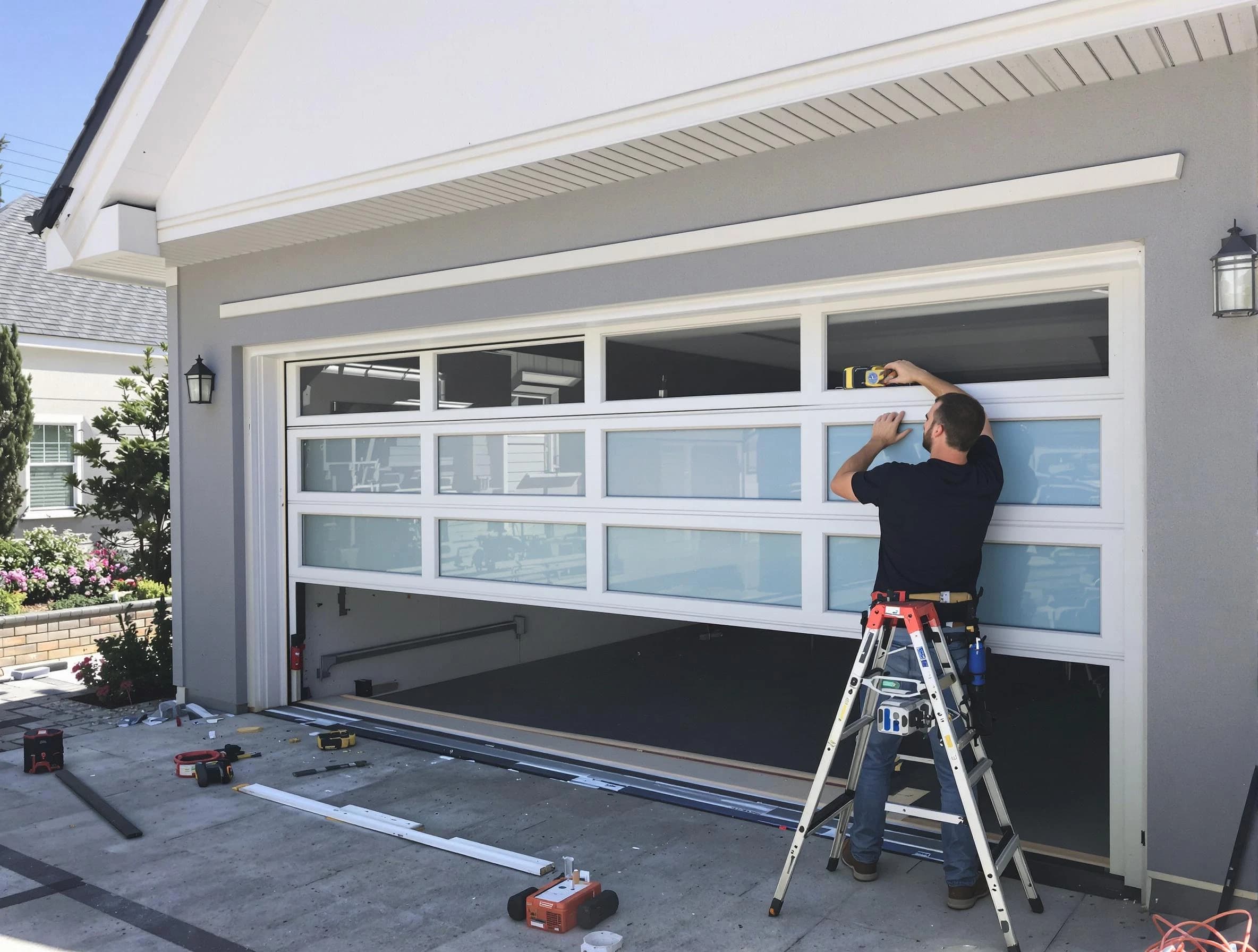 Naples Garage Door Repair team performing garage door replacement in Naples