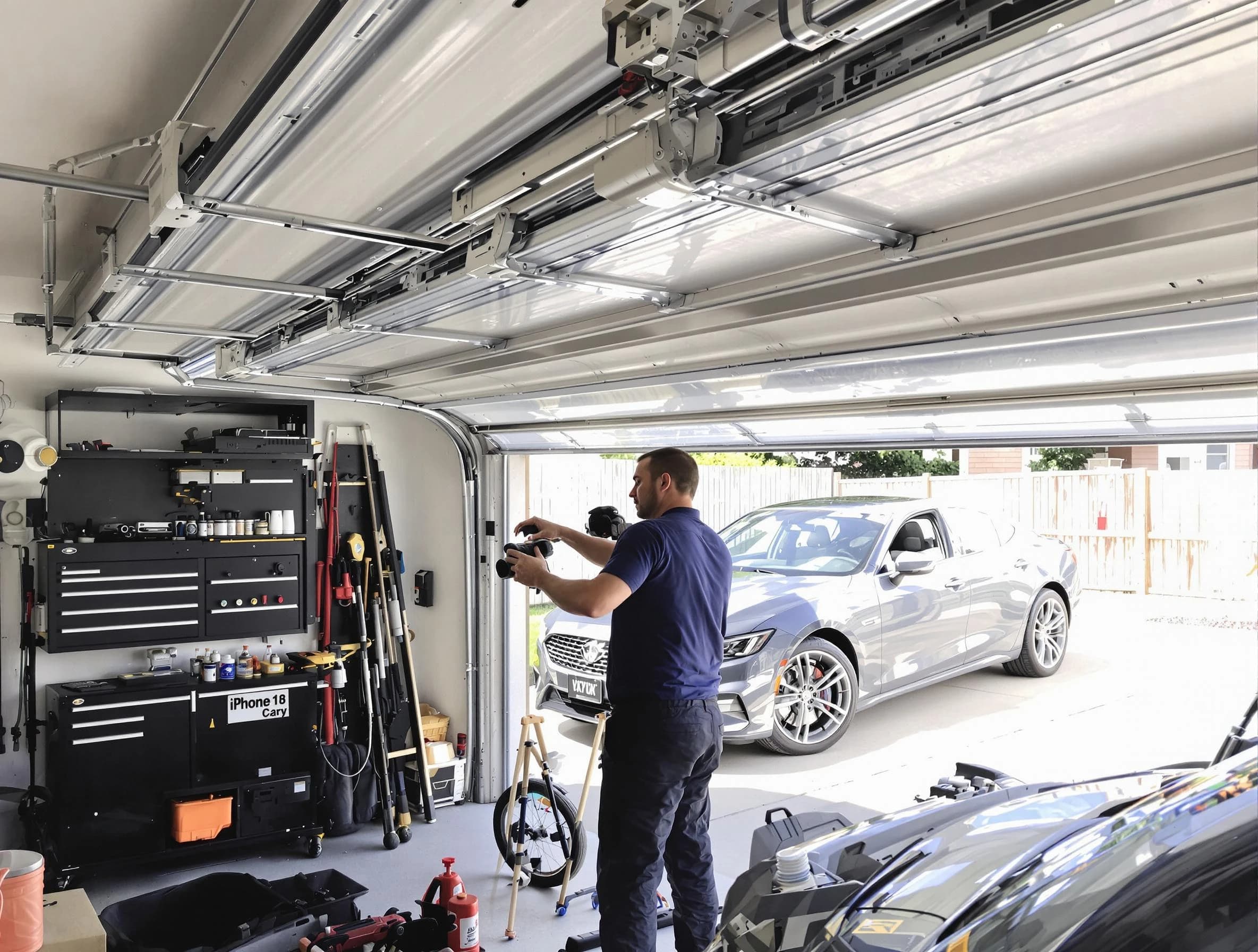 Naples Garage Door Repair technician fixing noisy garage door in Naples