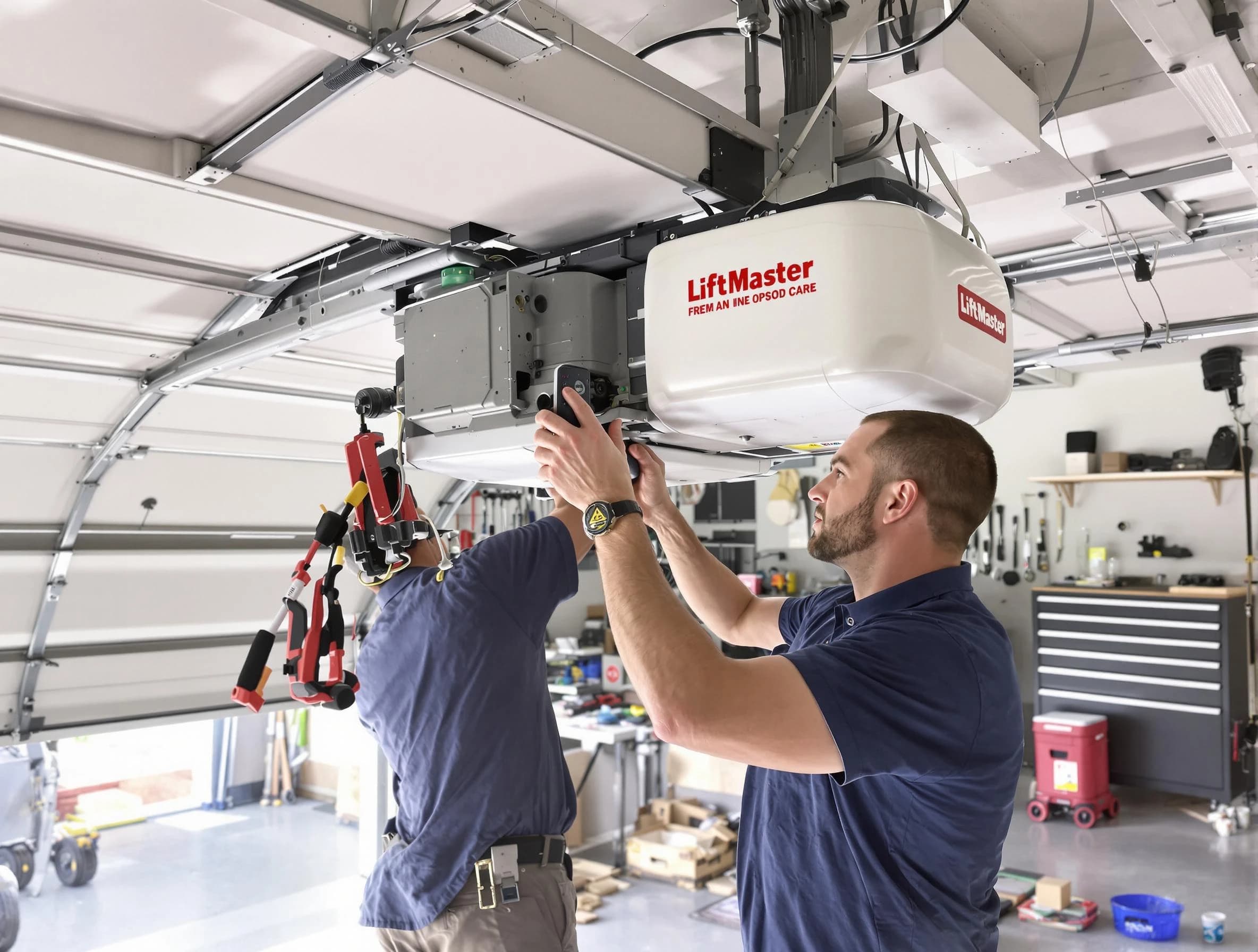 Naples Garage Door Repair technician performing advanced diagnostics on garage opener in Naples