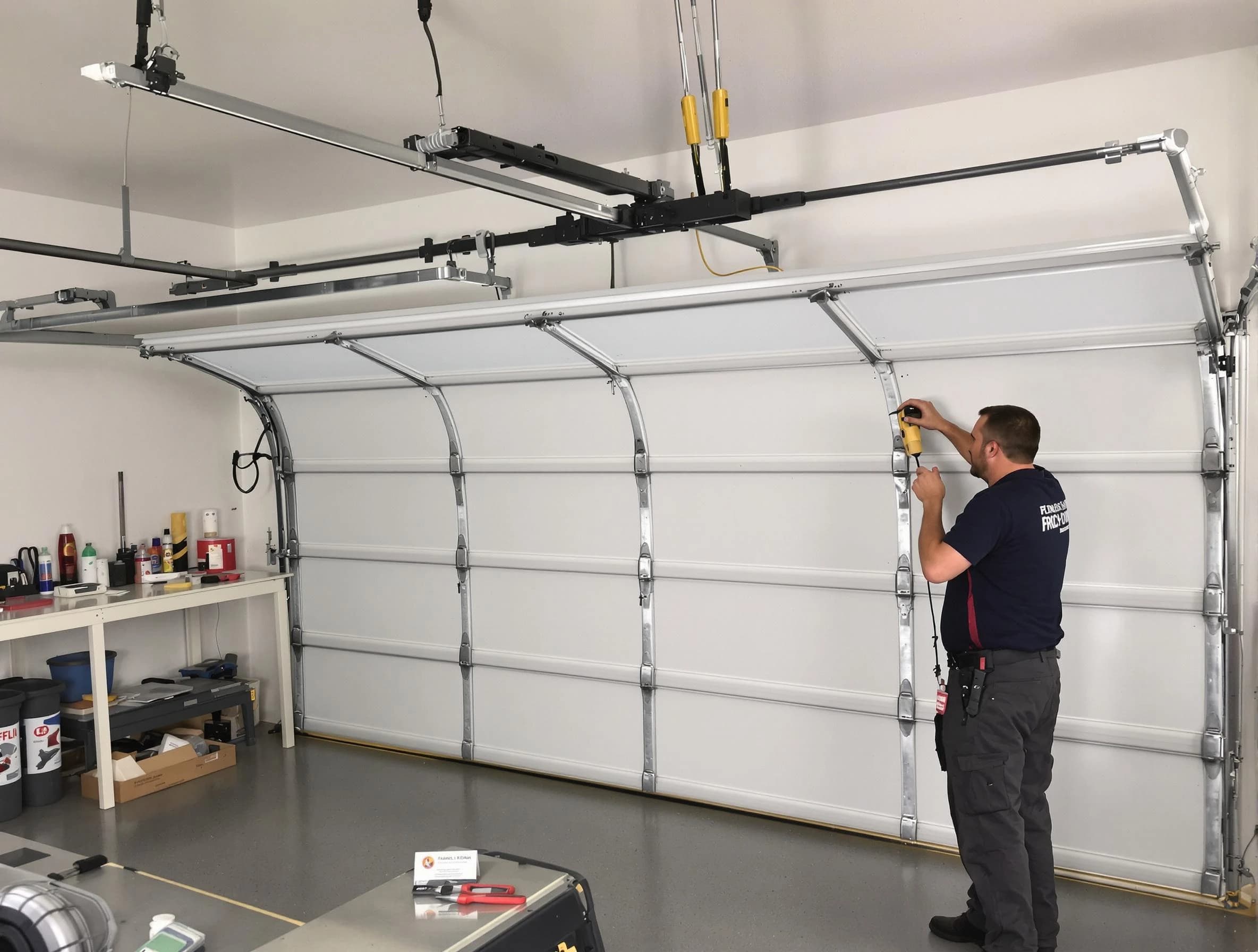 Naples Garage Door Repair certified technician performing overhead door system repair in Naples