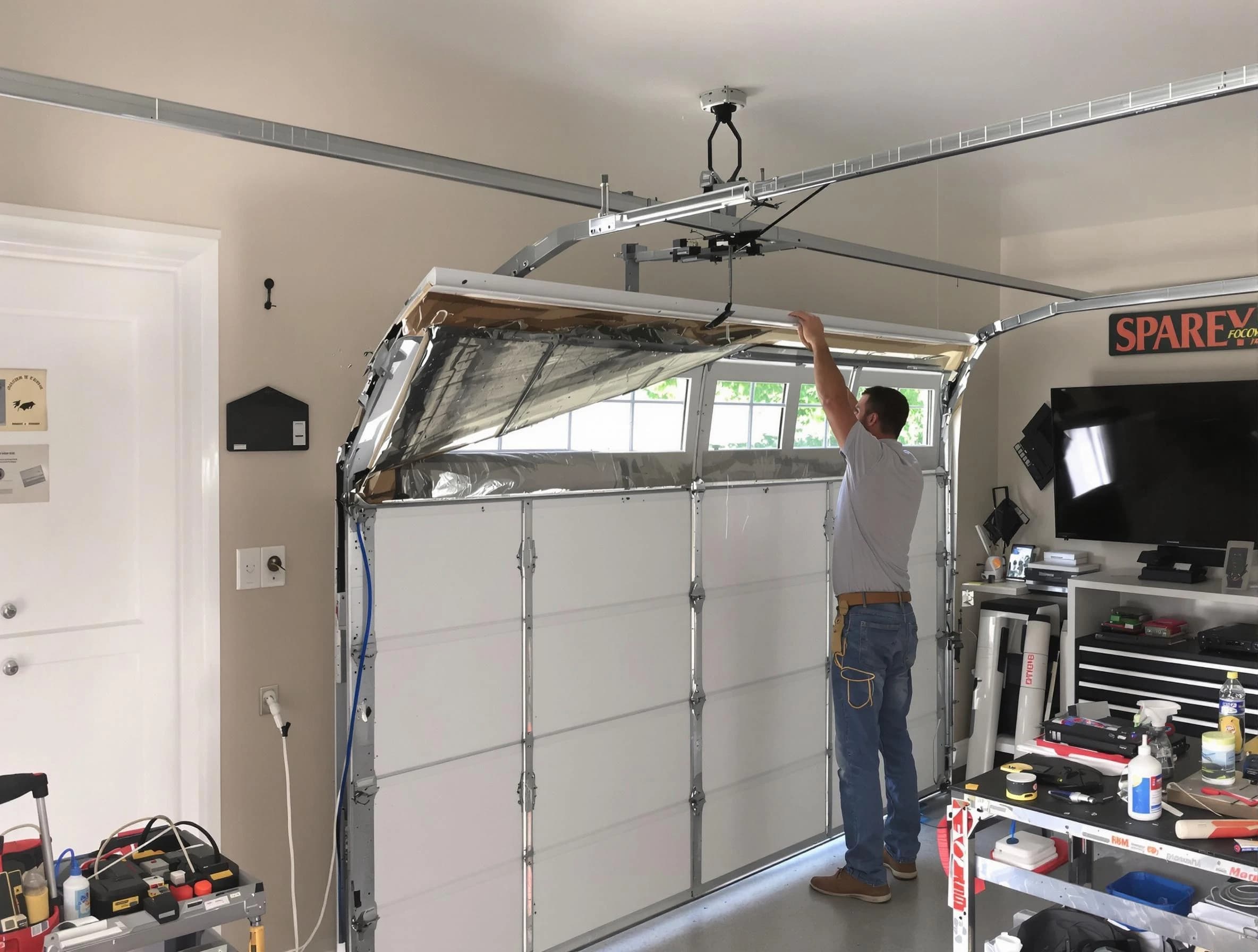 Garage door section replacement by Naples Garage Door Repair in Naples